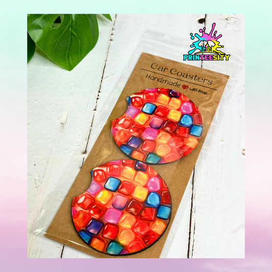 Car Coasters - Colorful Jelly - 1 pair