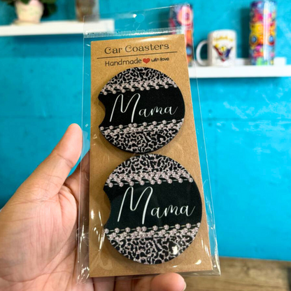 Car Coasters - Mama (Black) - 1 Pair