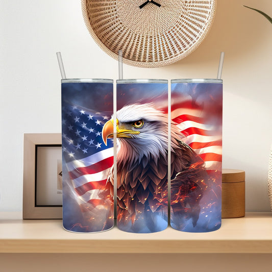 20oz - Bald Eagle USA Flag Tumbler - 1 Pc