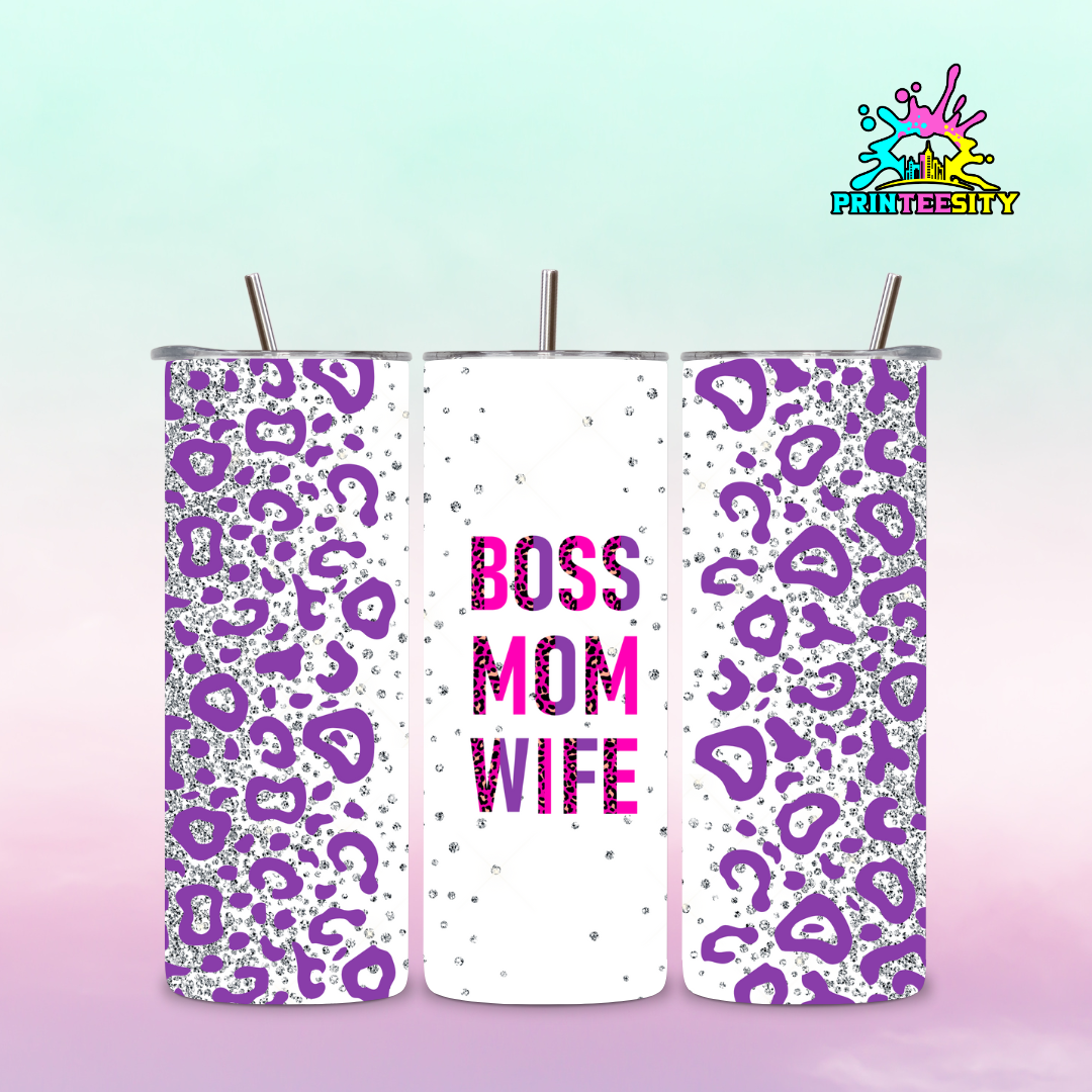 20oz - Boss Mom Wife Purple Tumbler - 1 Pc