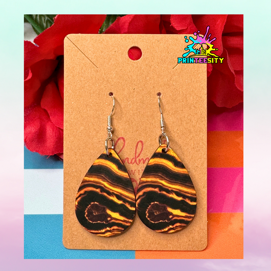 Teardrop Earrings - Black Marble - 1 Pair