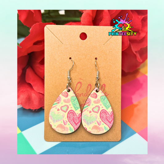 Teardrop Earrings - Hearts - 1 Pair