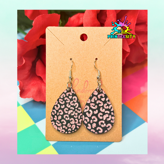 Teardrop Earrings - Leopard (Pink) - 1 Pair